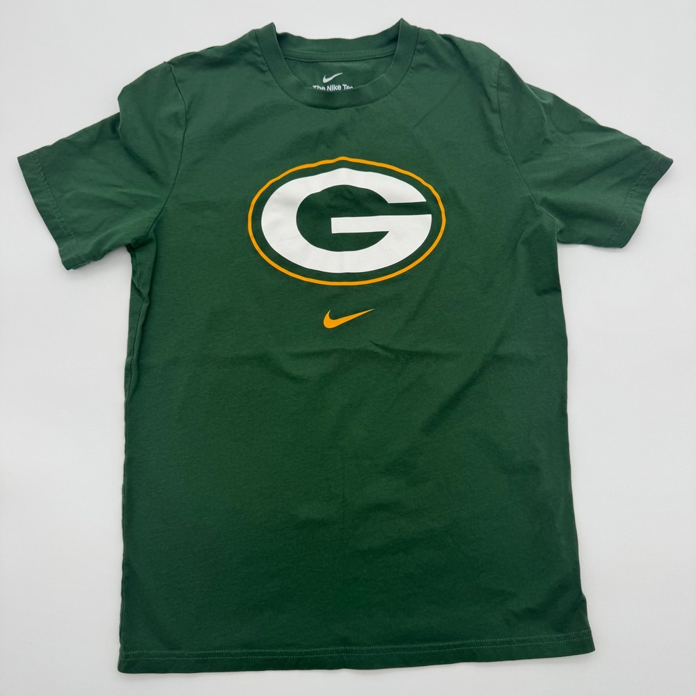 Nike Green Bay Packers Kids T-Shirt Large 14-16 Green Graphic Logo Tee NFL‎